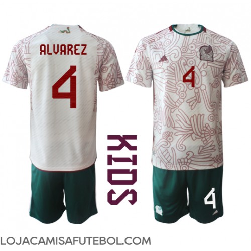 Camisa de Futebol México Edson Alvarez #4 Equipamento Secundário Infantil Mundo 2022 Manga Curta (+ Calças curtas)